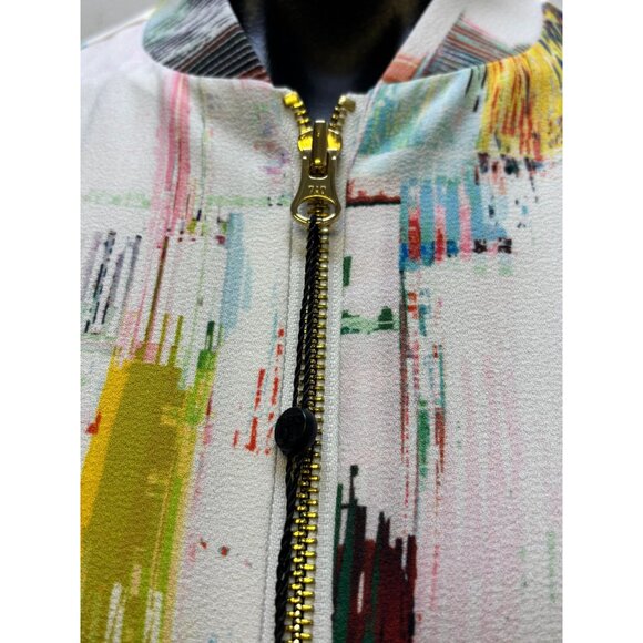 NWT Robert Graham Abstract Print Bomber Jacket White Multi M - Picture 8 of 10